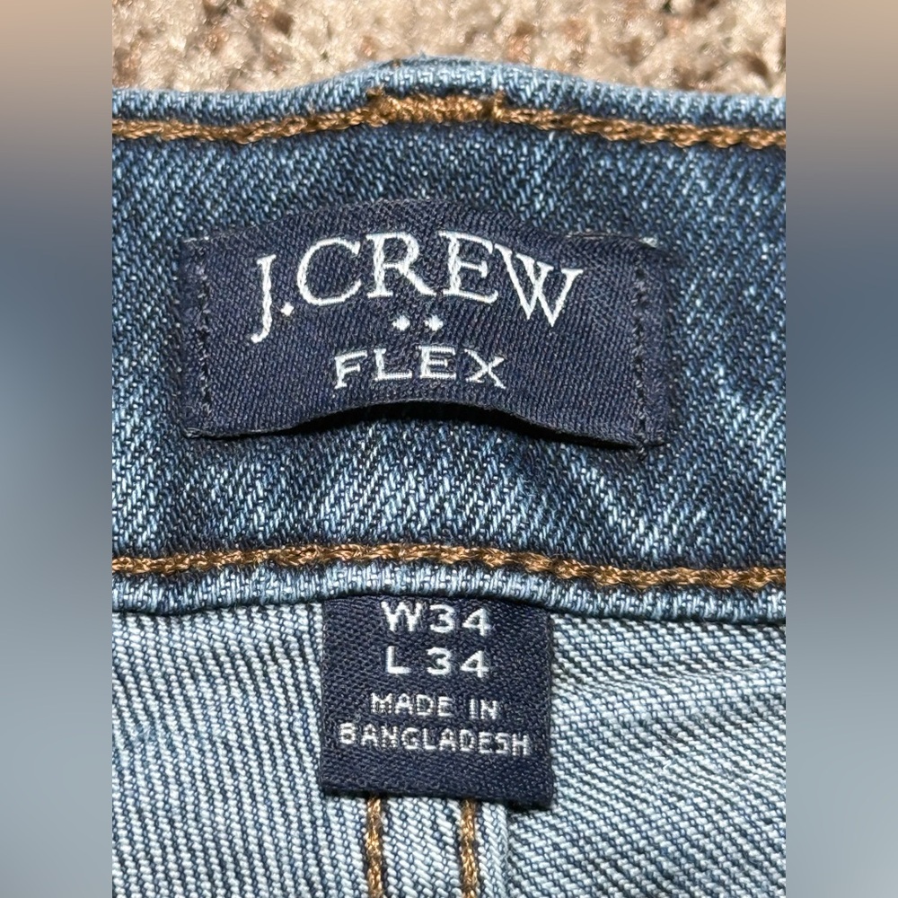 J Crew Flex Straight Fit Mens Dark Wash Jeans W34 L34 Stretch Denim - Picture 2 of 9